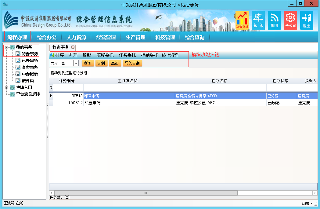 流程操作区