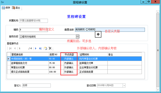 表单：里程碑配置